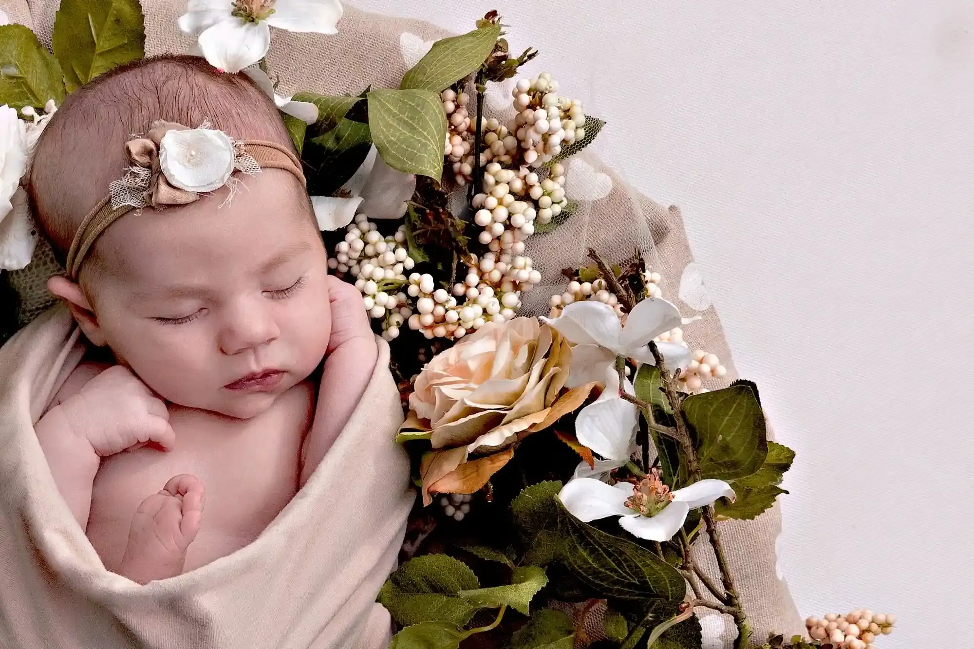 Signature newborn pose with vintage textiles at Sky Portraits, Sydney - vintage newborn photographer